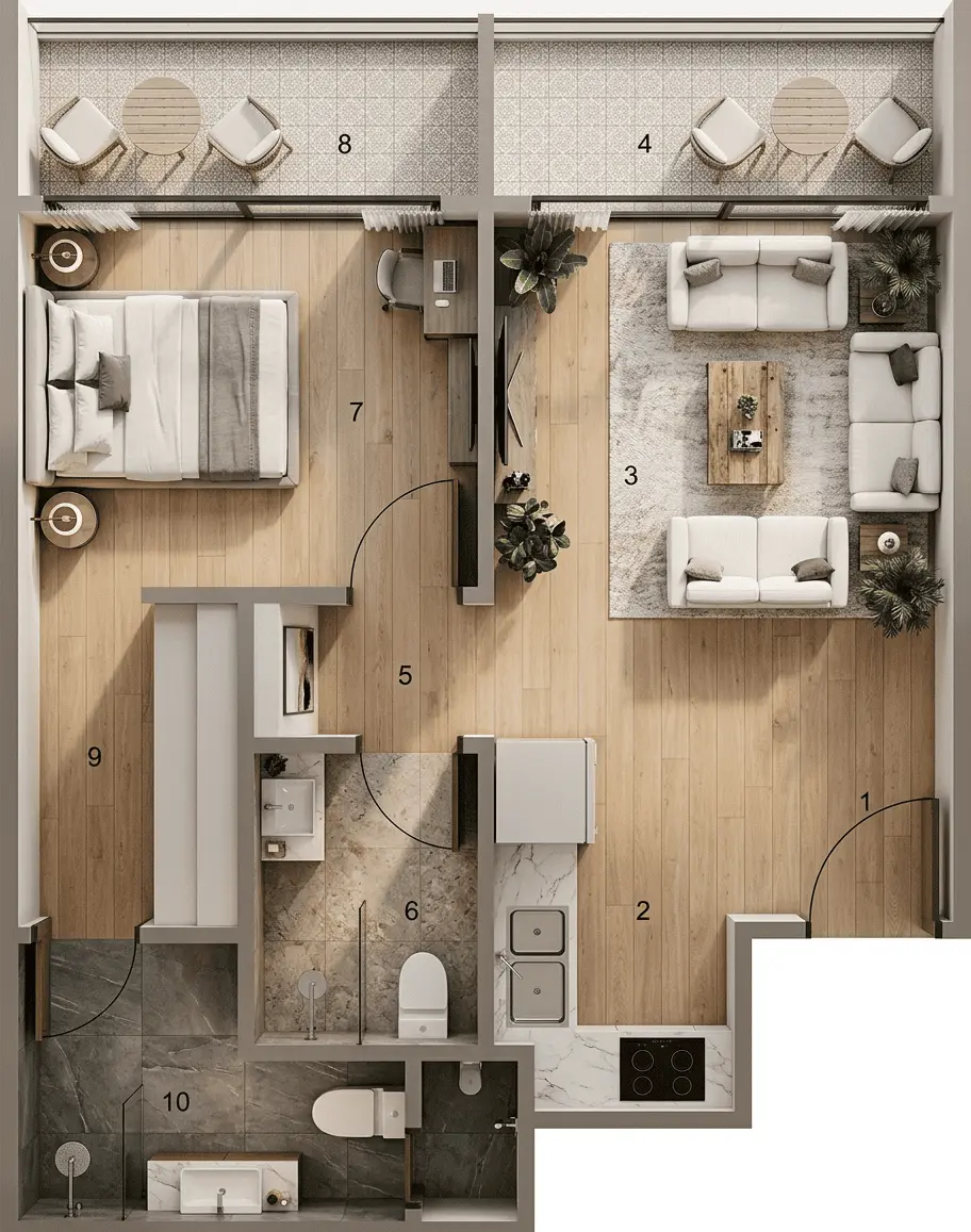 1-Bedroom Apartment — Type 1 floor plan