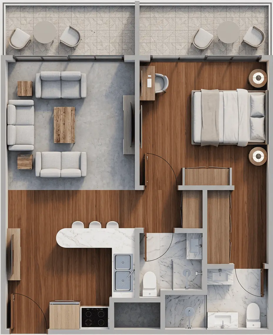 1-Bedroom Apartment — Type 2 floor plan